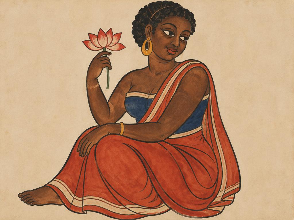 Artwork in the style of Kalighat Pat